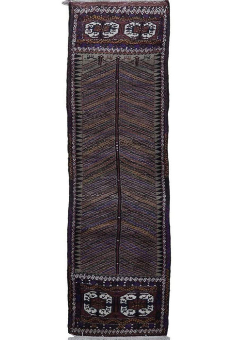2 x 9 Multi Color Oriental Bokhara Tribal Runner