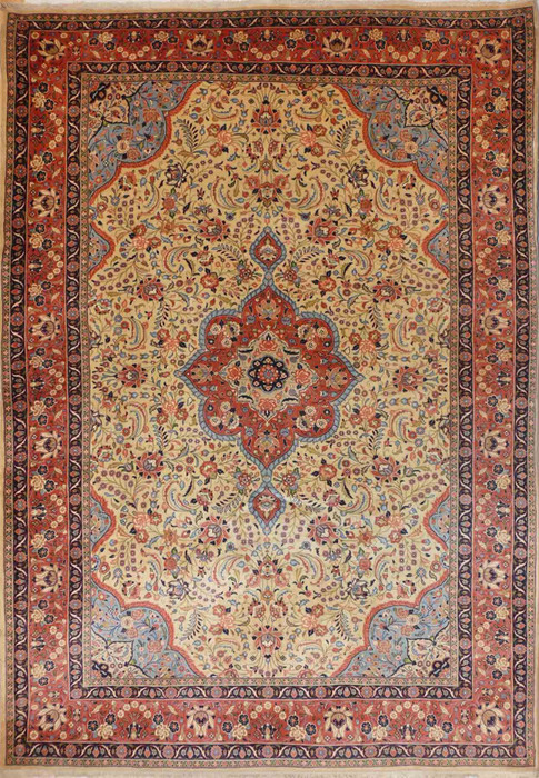 Top view of 7' x 10'2" Persian Bijar Rug showing intricate design
