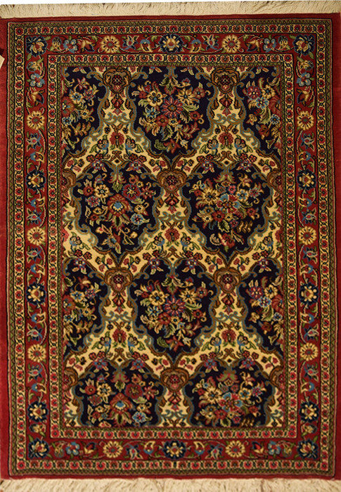 2'6 x 4 Floral Persian Qum Kork Rug