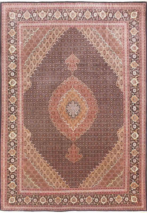 7 x 10 Persian Tabriz Mahi / Fish Design 50 Raj Wool & Silk Rug