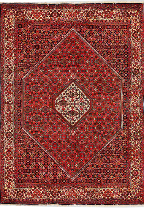6'6" x 10 Persian Bijar Rug Diamond Medallion