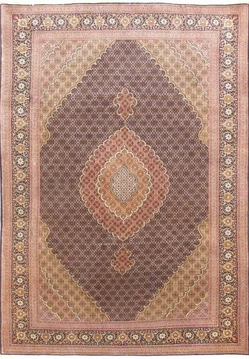 7 x 10 Persian Mahi Design Tabriz 50 Raj Wool and Silk Rug