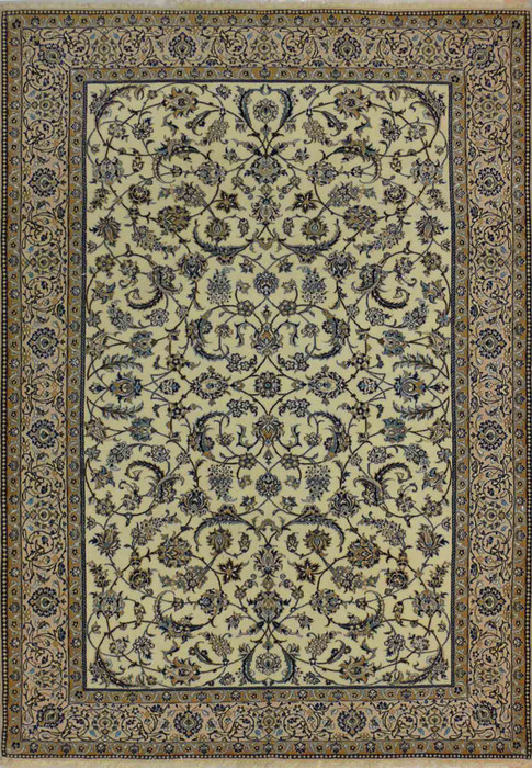 7 x 10 Persian Nain 9 LAA Garden All-Over Ivory Design Rug