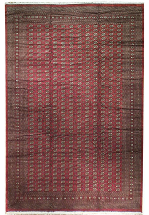 Red Bokhara Rug 12'8'' x 19'2'' silky wool fine weave
