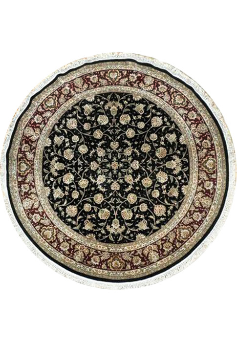 6 x 6 Oriental Tabriz Round Rug Wool & Silk