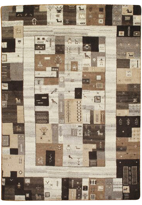 Small 2x4 Modern Rug New Modern Shades of Gray BROWN Wool Hand-knotted GABBEH