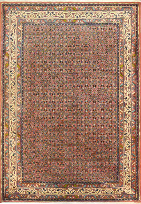 7x10 Persian Enjilas Rug - A Work of Art for Your Home. Admire the beauty and craftsmanship of this handwoven Persian Enjilas rug. With intricate floral patterns and bold colors, this 7x10 rug is a true masterpiece. The traditional knotting technique used to create this rug gives it a dense and durable structure, making it a valuable addition to any home or collection. Don't miss the chance to own this breathtaking Persian Enjilas rug - a work of art for your floor
