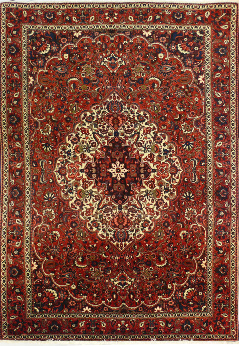 Persian Bakhtiar Rug - 7x10, Unique Geometric Design, Full View