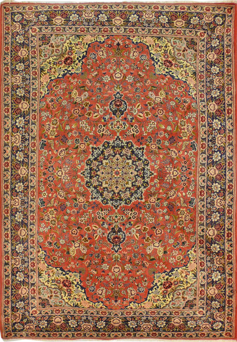 7x10 Bidjar Persian Rug - View of the full rug with intricate pattern and rich colors