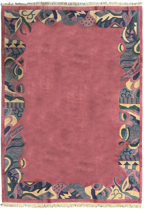8x11 Nepal Rug with all over design with an abstract border