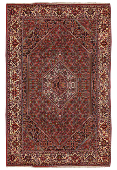 Full view of 6'6 x 10'2 Bijar Persian Rug displaying detailed patterns and motifs