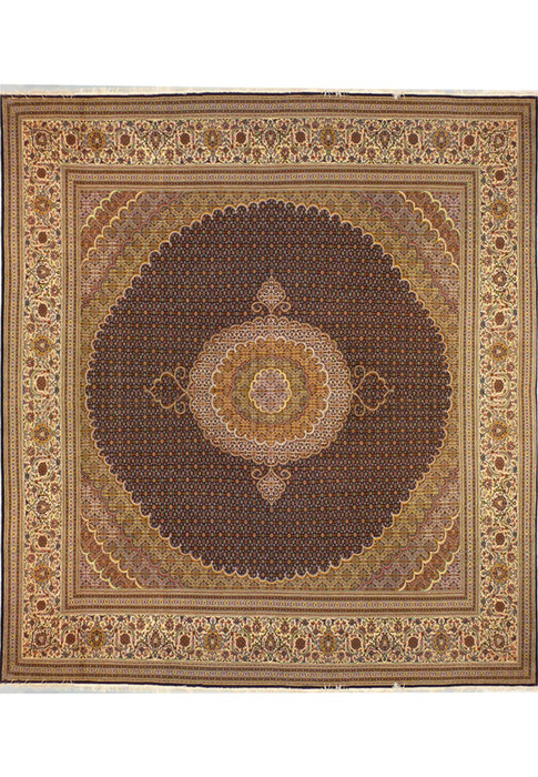 10x10 Persian Mahi Tabriz Rug Wool and Silk
