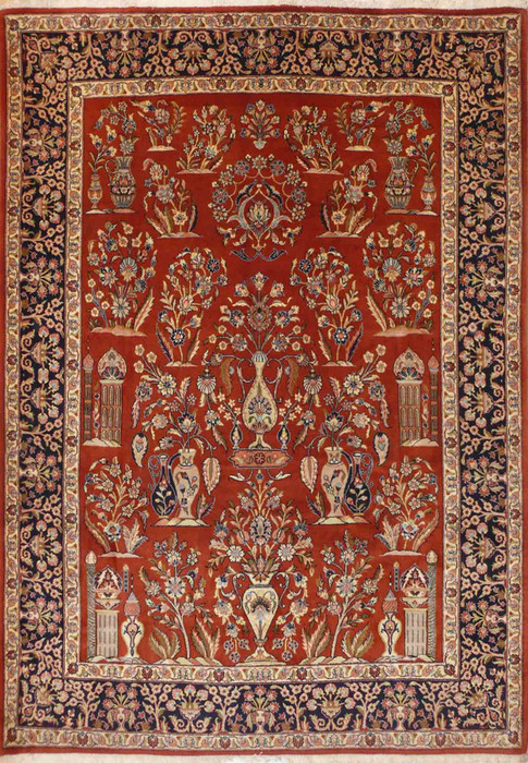 7'2" x 9'2" Floral Persian Sarough Tribal Rug
