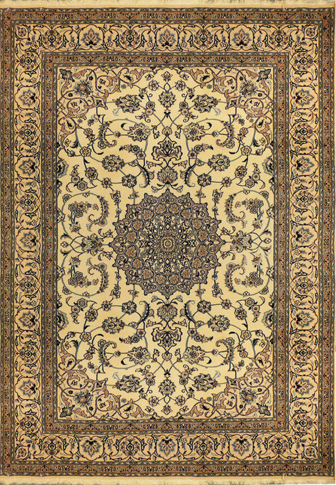8 x 11 Persian Nain Rug with crown medallion
