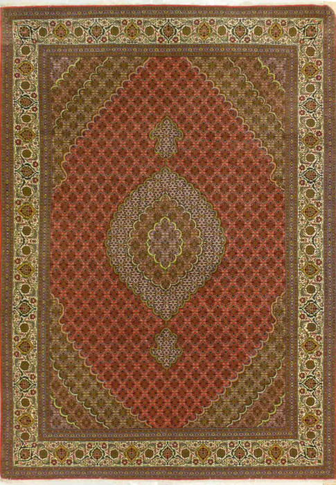 7 x 10 Persian Mahi Design Tabriz 50raj Wool & Silk Rug