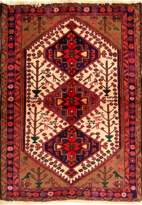 3'3 x 4'5 Persian Hamedan Rug