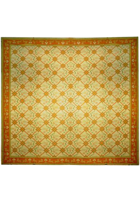 16 x 16 Flat Oriental Needlepoint Very Rare Square All Over Design Rug