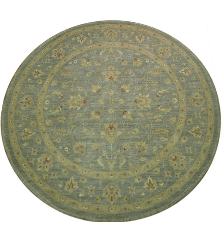 8 Ft Round Chobi Peshawar Antique Look Rug