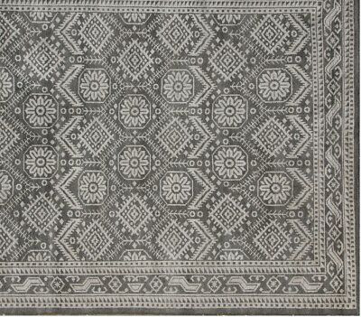 American Navajo Lore Motif Charming Hand Woven 6' x 9' Gray Rug Wool Blend