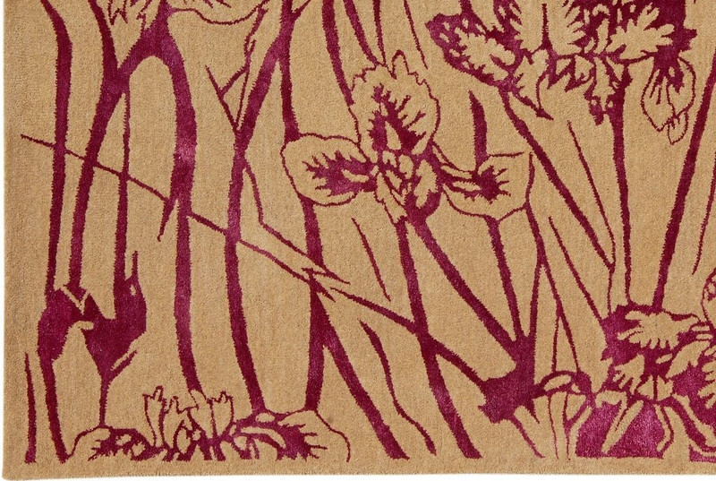 5 x 8 Modern Purple Orchid Flowers Rug