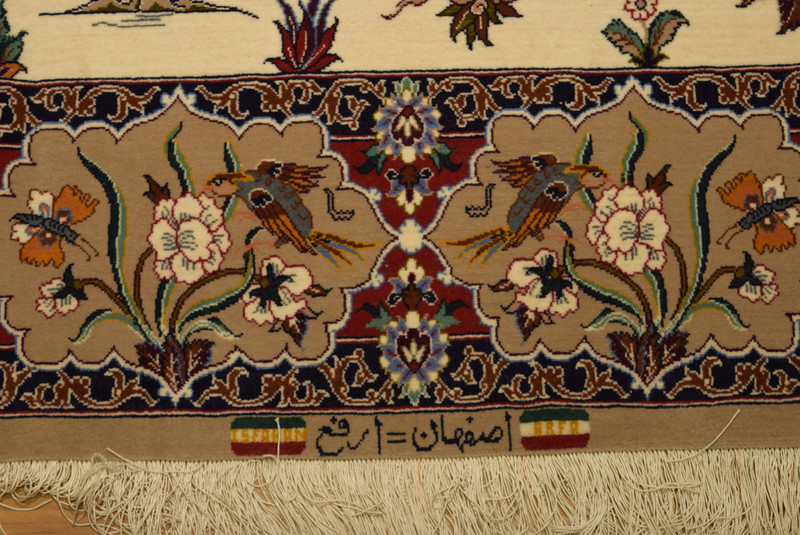 3'8 x 5'5 Persian Isfahan Rug Wool & Silk signed by master weaver
