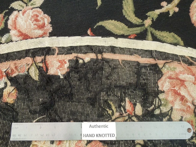 5 x 5 Garden Design Flat Weave Needlepoint Round Rug