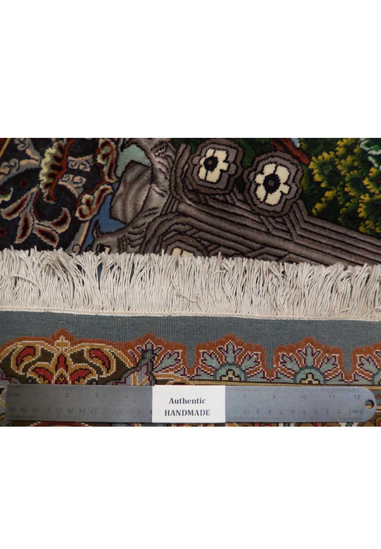 7 x 10 Persian Pictorial Tabriz Wool & Silk Rug | One of a kind