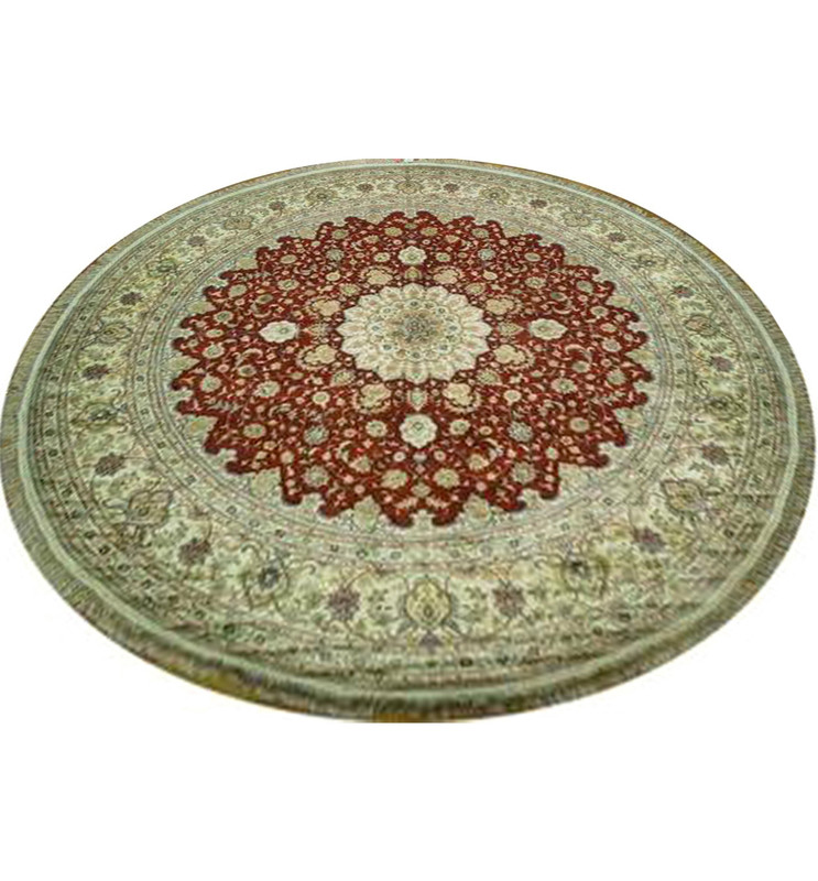 10 x 10 Persian Tabriz Wool & Silk Round Rug