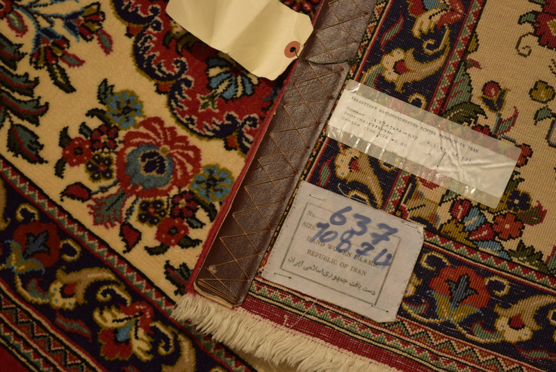 Back view of the 2'5" x 3'5" Persian Qum Kork Rug showing the precision of the hand-knotted weave.