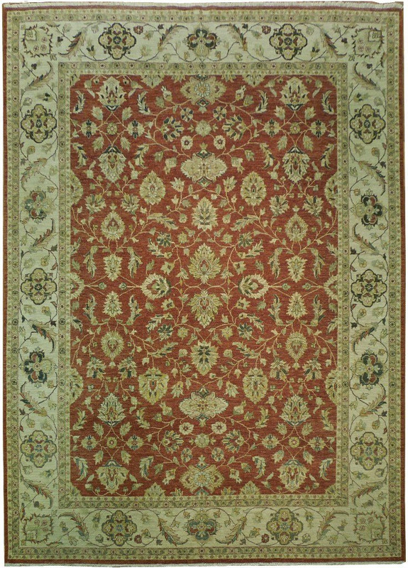9 x 12 Oushak Rust Orange Antiqued Chobi Peshawar Handmade Rug