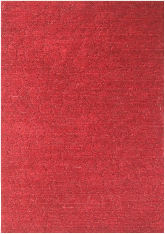 5 x 8 Red Carved Modern Handmade Rug