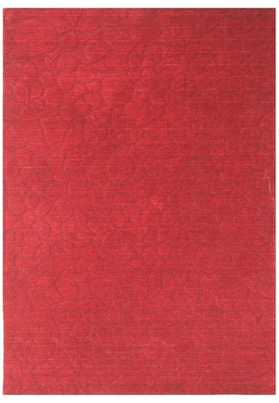 5 x 8 Red Carved Modern Handmade Rug