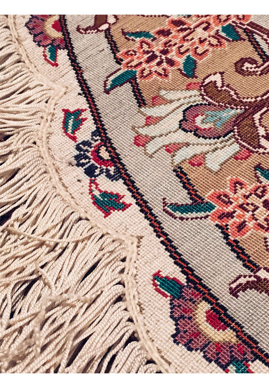 3'5 x 3'5 Persian Qum 100% All Silk Round Rug