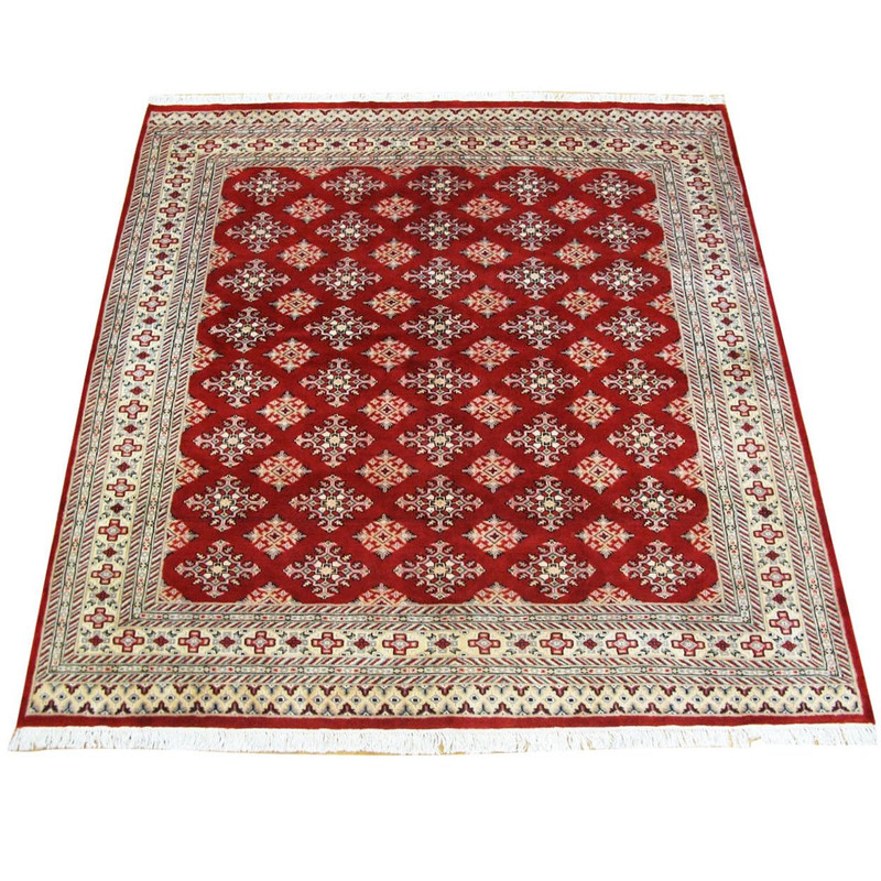 7 x 7 Oriental Bokhara All-Over Design Jaldar Wool&Silk Square Rug