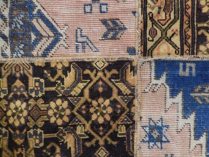 6 x 9 Multi-Color French Handmade Wool Patchwork Style