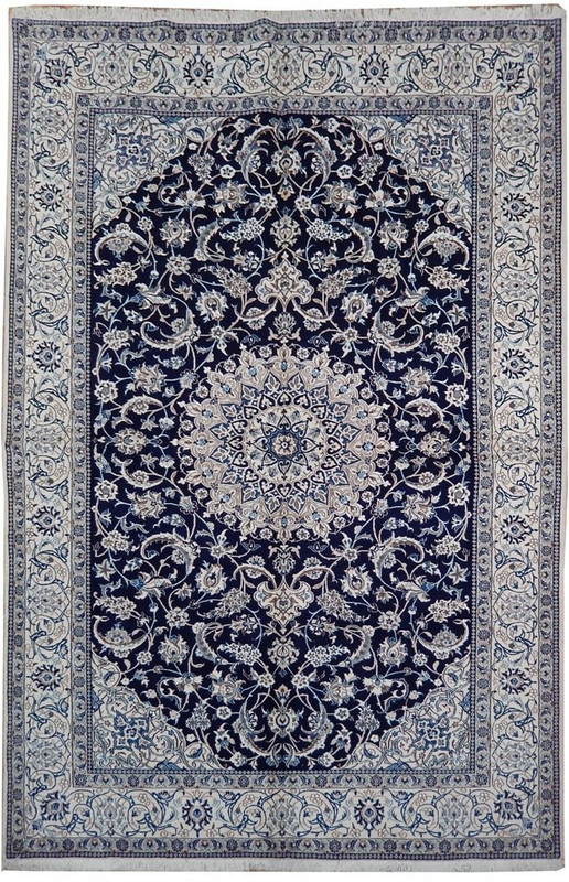 Persian Nain 9 LAA Rug 7x10 wool&silk midnight blue