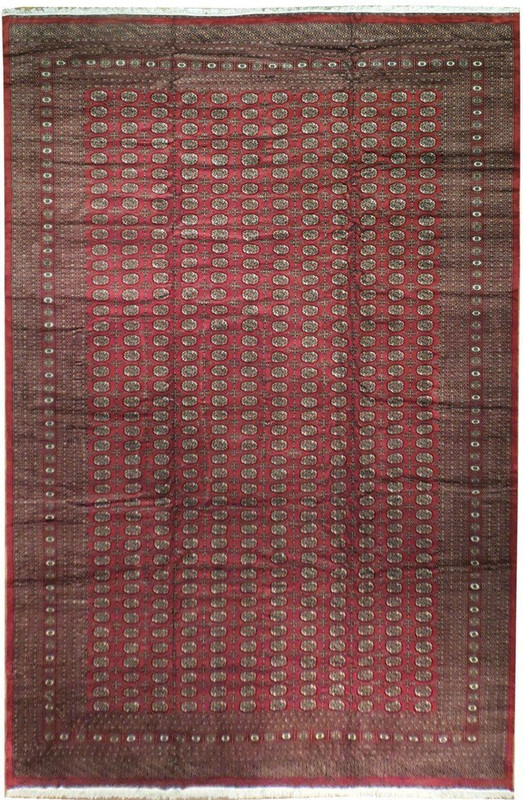Red Bokhara Rug 12'8'' x 19'2'' silky wool fine weave
