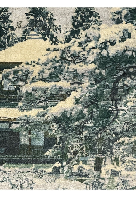 2' x 2'6 Framed Persian Qum Wool & Silk Rug