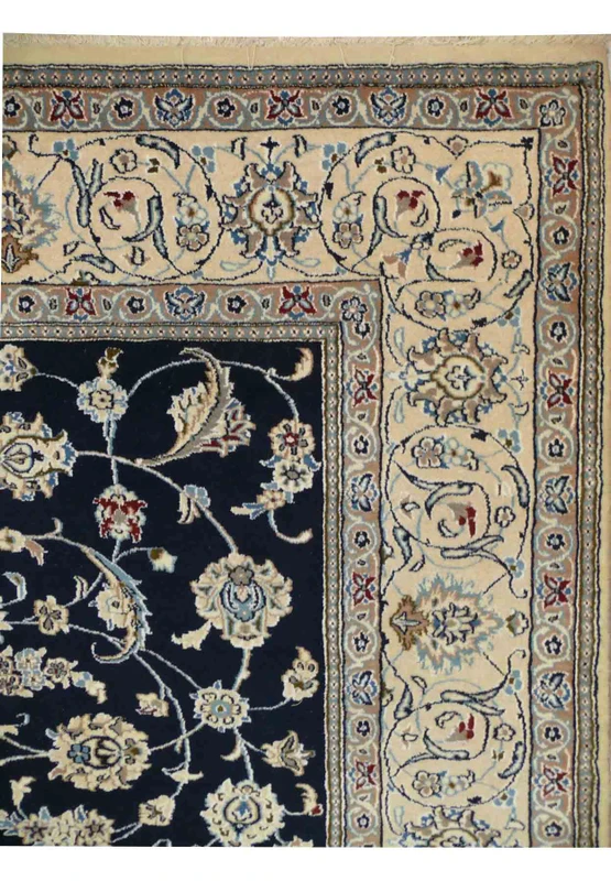 7 x 10 Persian Nain Wool & Silk All-Over Navy Blue