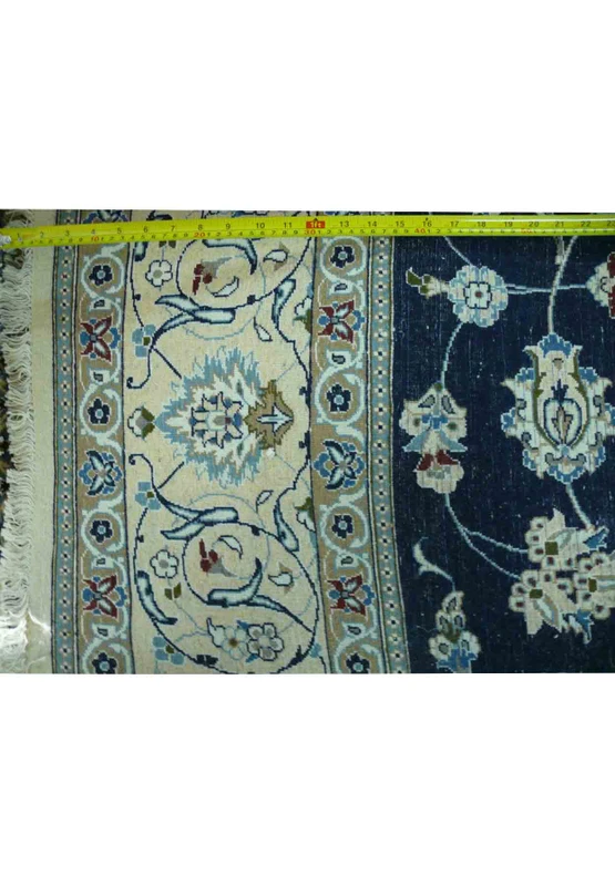 7 x 10 Persian Nain Wool & Silk All-Over Navy Blue