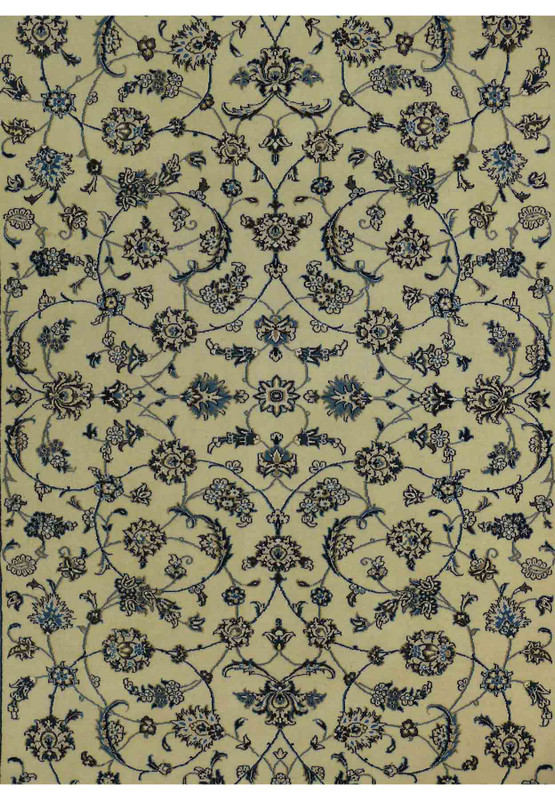 Showing a close up of the this 7x10 Wool and Silk Nain Persian Rug