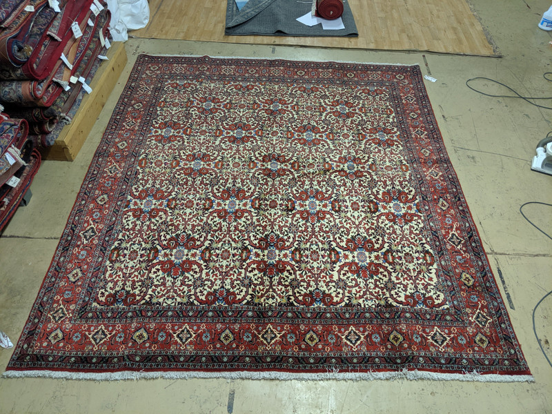 8 x 9 Persian All-Over "Iron" Duralble Ivory Bijar Rug