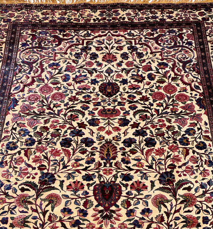 Antique Kashan Souf Gold plated metallic details