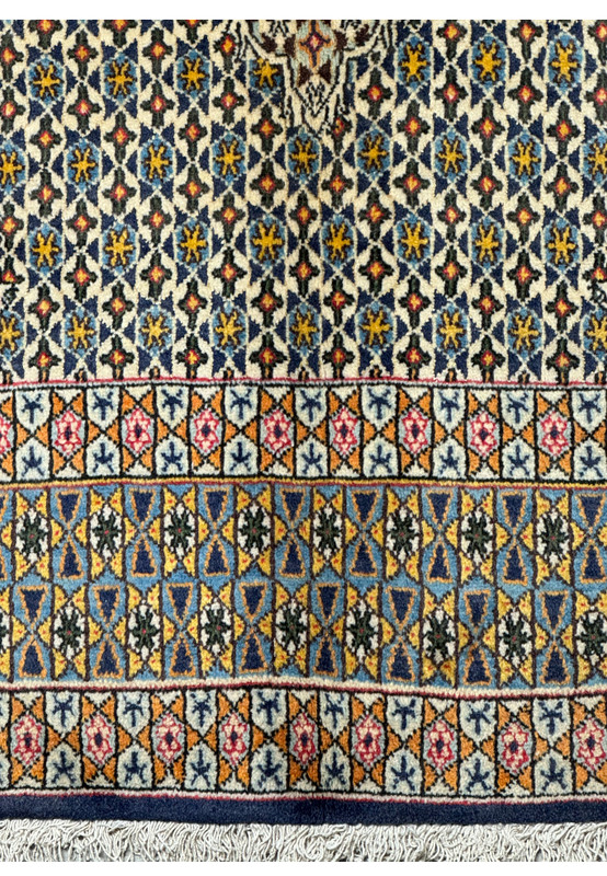 Close-up detail of Persian Qum Kork and Silk Rug showcasing fine kork and silk weave