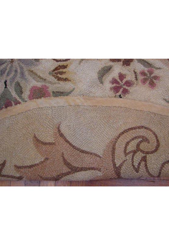 Close-up of the detailed floral border on a Persian Hook Aubusson Style Oval Rug, measuring 11'3" x 17'10