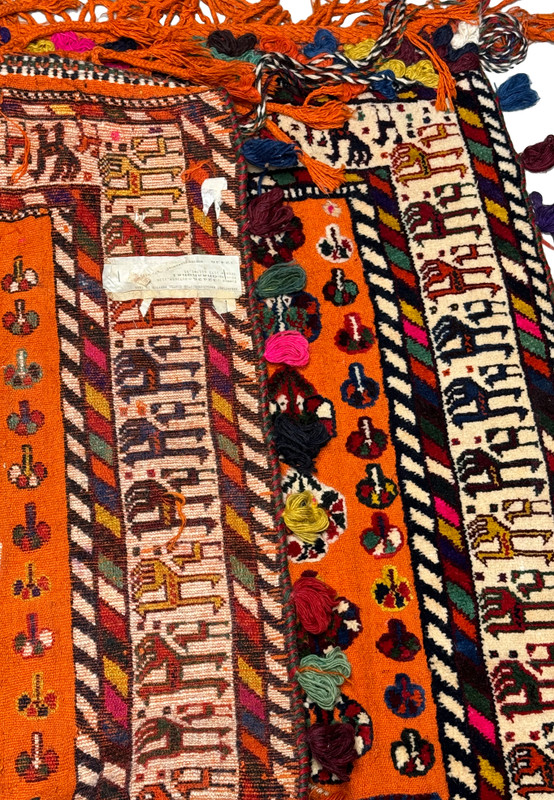 Textural and color diversity captured in a 3'9" x 5'8" Persian Qashqai Horse Cover Rug