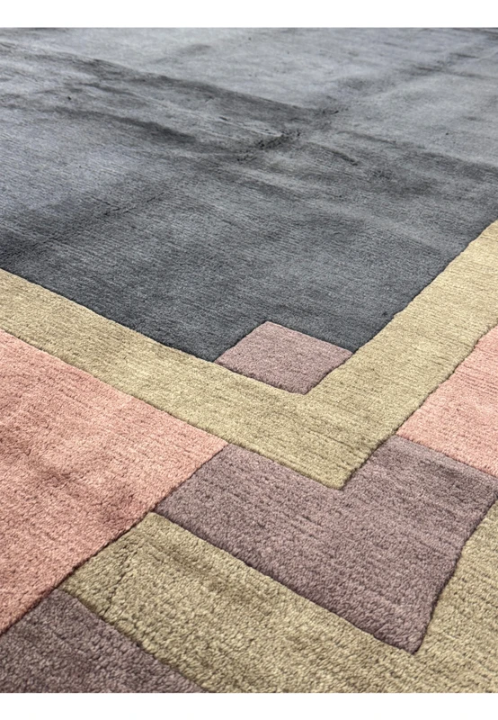Textured surface of the Modern Tibet Rug in natural light, accentuating the quality weave