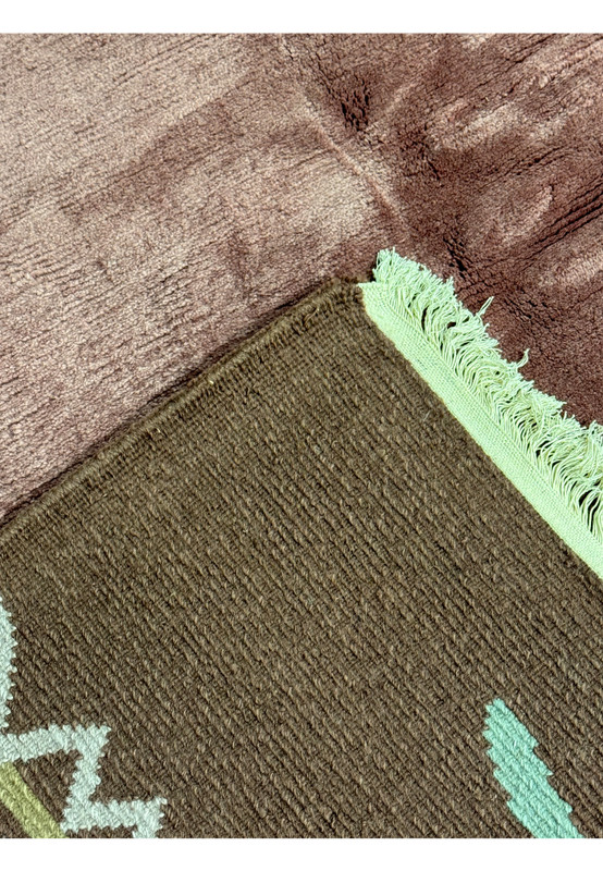 Luxurious modern Tibetan rug with rose field and intricate border, suitable for upscale interiors