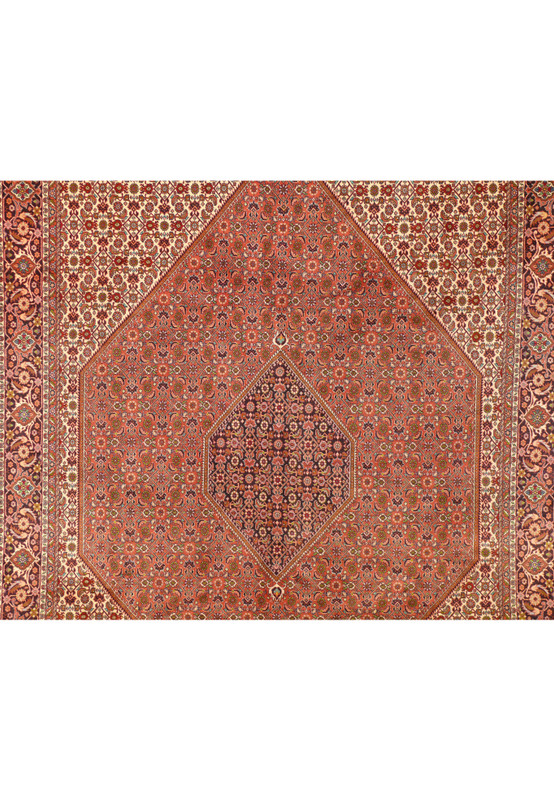 Close up of the mid center of a 8x11 Persian Bijar Rug.