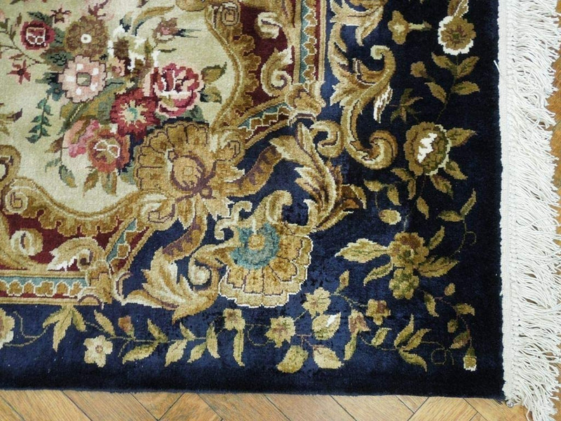 6 x 9 Floral Oriental Art Deco Wool & Silk Rug